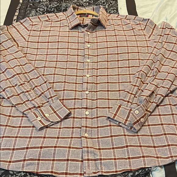 UNTUCKIT Men's Plaid Shirt - Brown and White - Picture 2 of 8